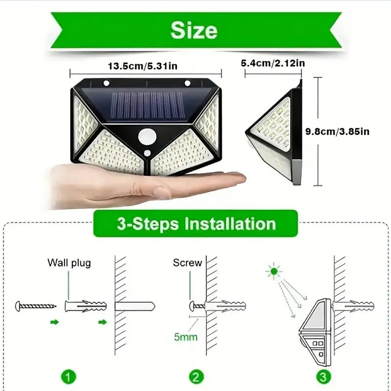 Led Solar Lights Outdoor Lighting Wireless Motion Sensor Lights Ip65 Waterproof 270°wide Angle Security Wall Lights With 3 Modes For Yard Stairs Garage Fence Porch