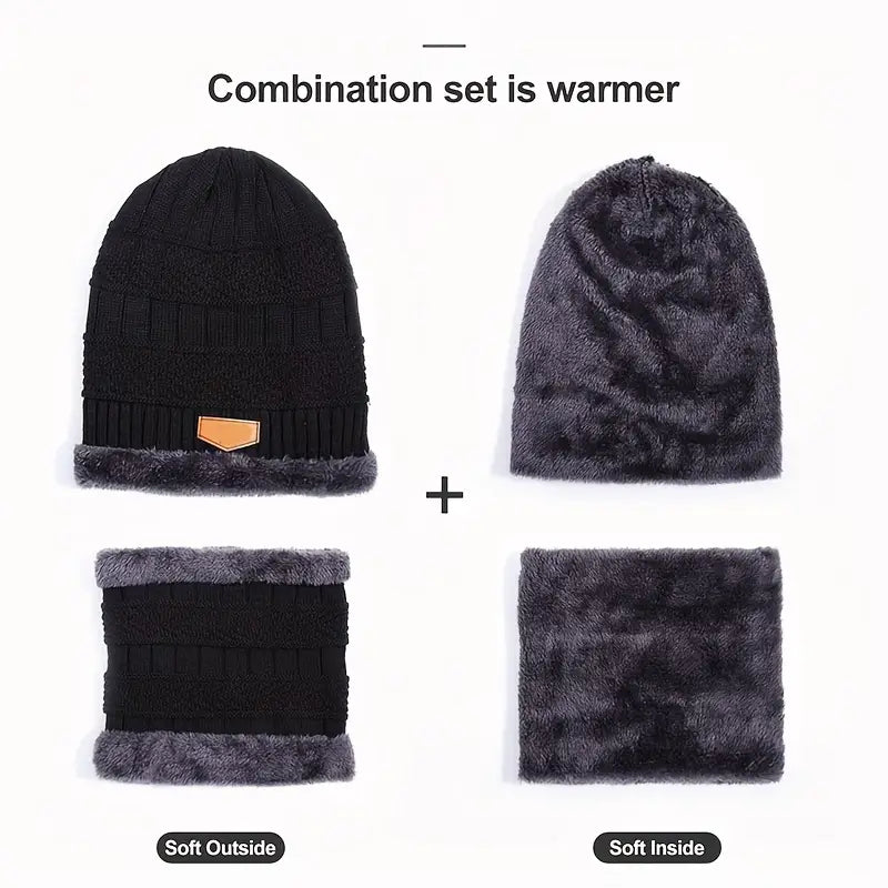 Head & Neck Cap Beanies Combo – Woolen Winter Beanie Cap With Neck Warmer Muffler For Men And Women