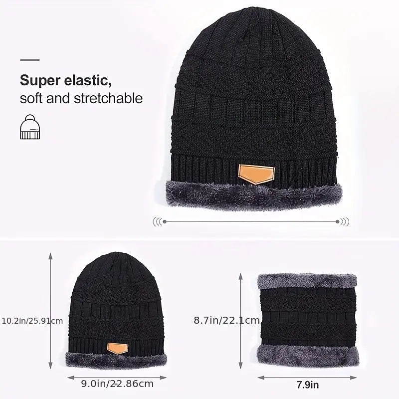 Head & Neck Cap Beanies Combo – Woolen Winter Beanie Cap With Neck Warmer Muffler For Men And Women