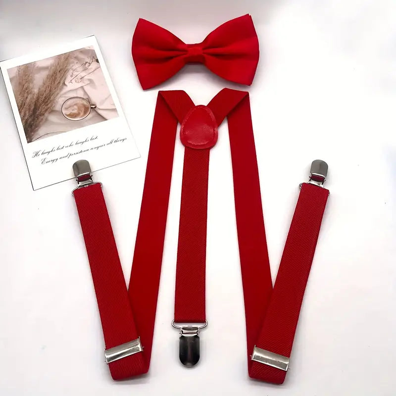 Imported Adjustable Suspender Gallace With Bow Tie For Kids (1yr-10yr Boys & Girls)