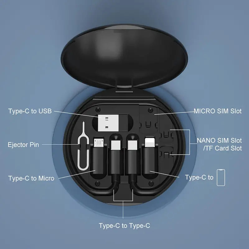 Multifunctional Data Cable Set 60w Fast Charging Cable For Android & iPhone