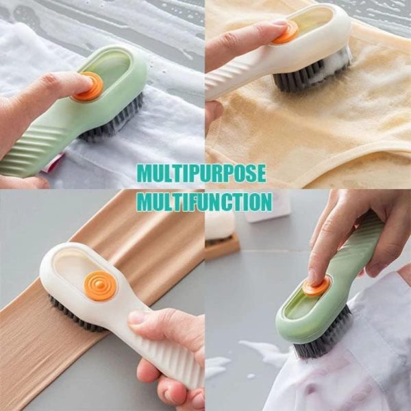 Cleaning Brush With Soap Dispenser | Long Handle | Soft Bristle | Shoes & Clothes Cleaner | Household Laundry Cleaning Tool