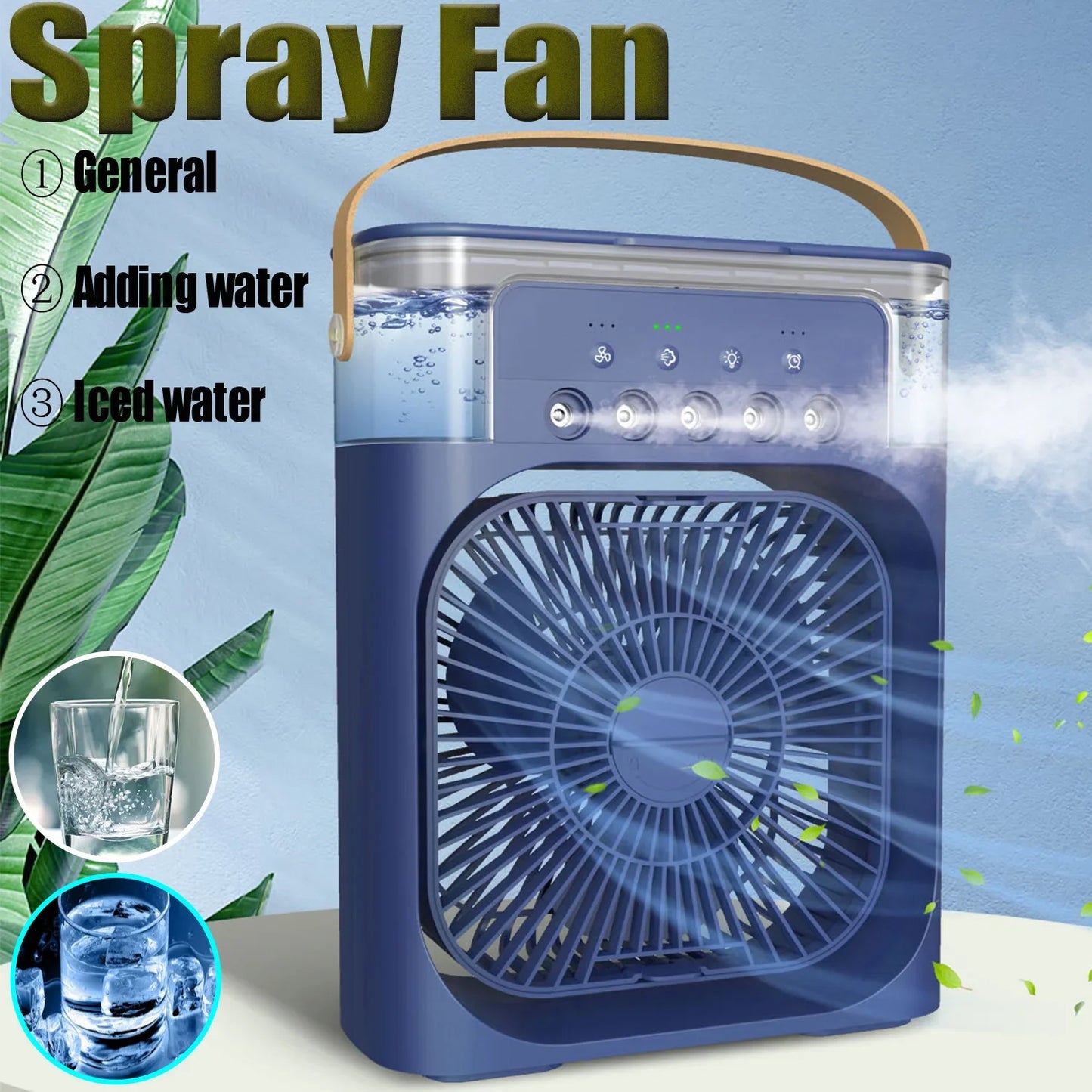 Portable Air Conditioner Fan: Usb Electric Fan With Led Night Light, Fine Mist Water, And Humidifier Function | Led Night Light Water Mist