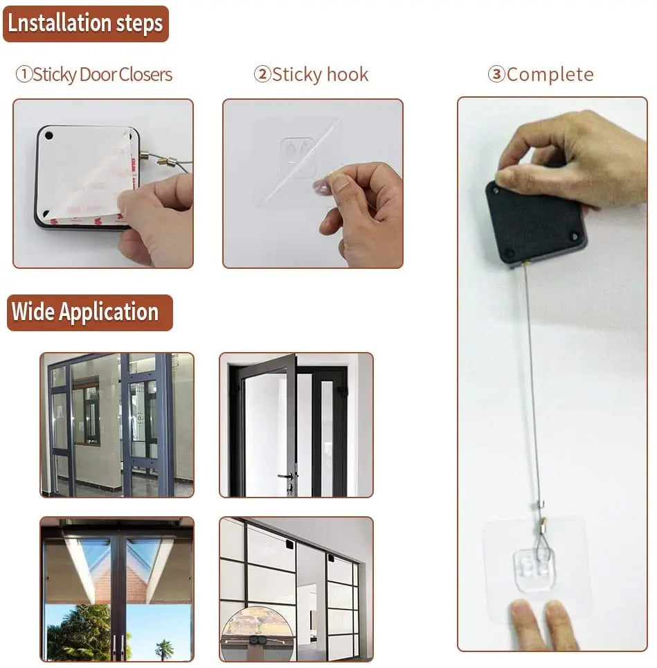 Portable Automatic Stainless Steel Door Closer Multifunctional Punch- Free Sensor Door Closer