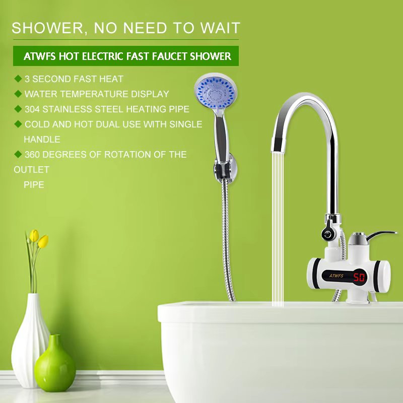 Electric Hot Water Heater Faucet Instant Heating Tap Water (with Shower)