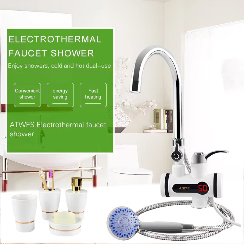 Electric Hot Water Heater Faucet Instant Heating Tap Water (with Shower)