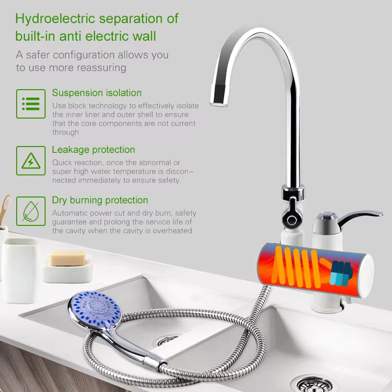 Electric Hot Water Heater Faucet Instant Heating Tap Water (with Shower)