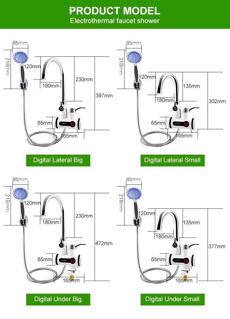 Electric Hot Water Heater Faucet Instant Heating Tap Water (with Shower)