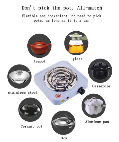 Mini Electric Stove For Cooking, Hot Plate Heat Up In Just 2 Mins, Easy To Clean, (Random Color)