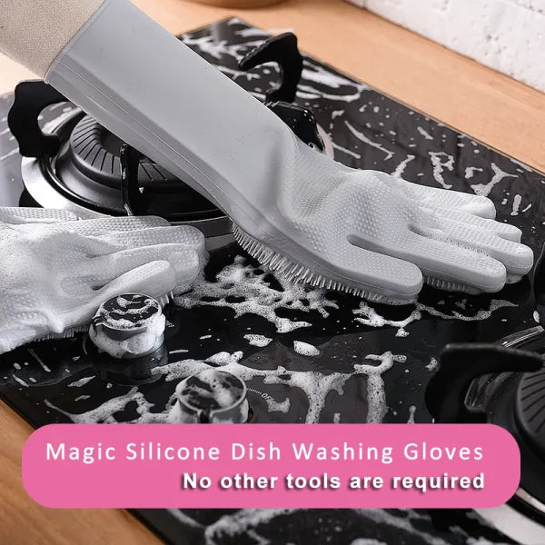 Silicone Washing Full Finger Gloves (Random Colors)