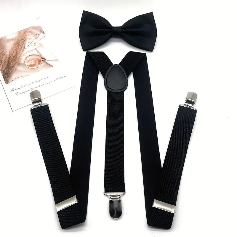 Imported Adjustable Suspender Gallace With Bow Tie For Kids (1yr-10yr Boys & Girls)