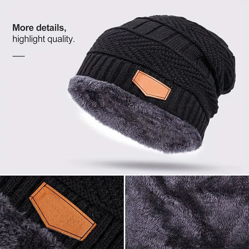 Head & Neck Cap Beanies Combo – Woolen Winter Beanie Cap With Neck Warmer Muffler For Men And Women