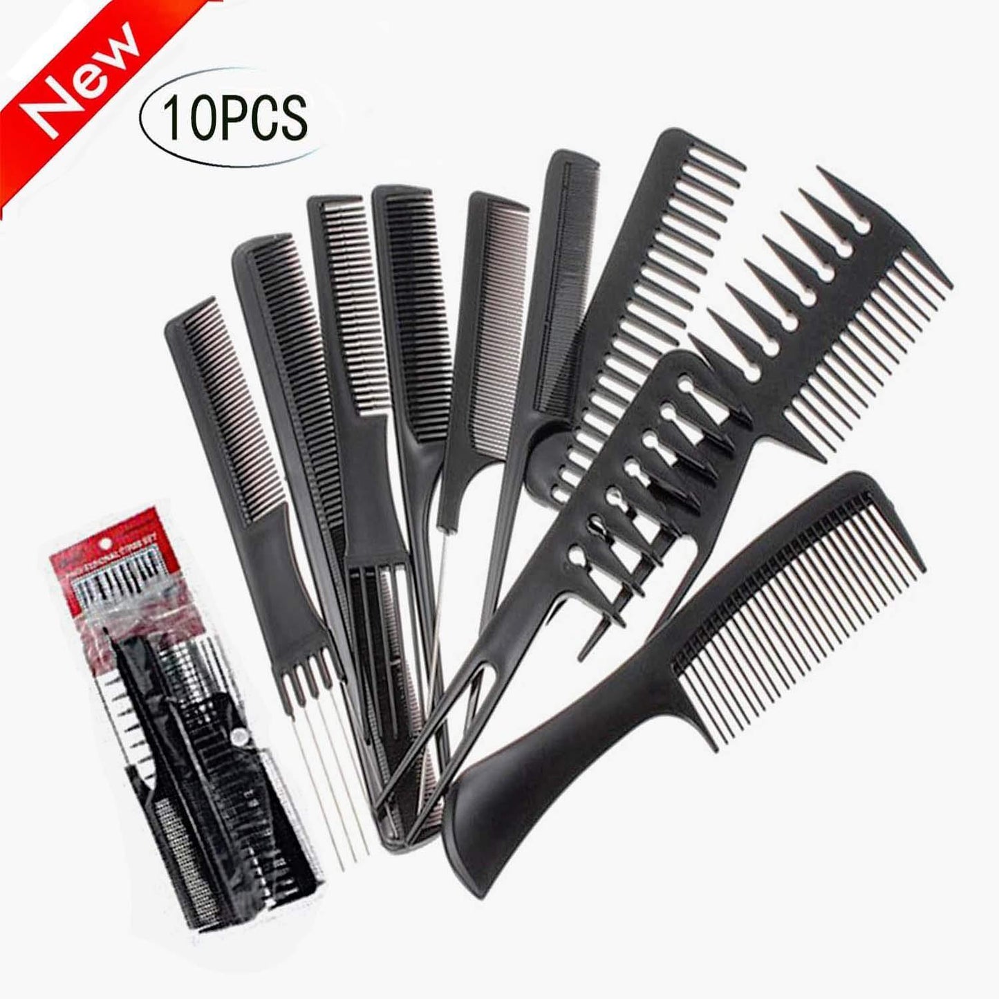 Pack Of 10 - Professional Hairdressing Combs For Women And Men