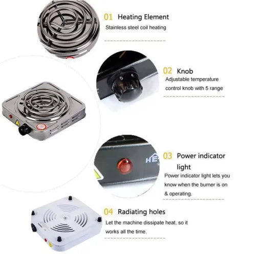 Mini Electric Stove For Cooking, Hot Plate Heat Up In Just 2 Mins, Easy To Clean, (Random Color)