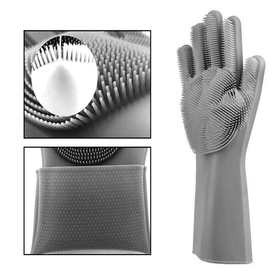 Silicone Washing Full Finger Gloves (Random Colors)